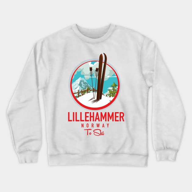 Lillehammer Norway Ski logo Crewneck Sweatshirt by nickemporium1